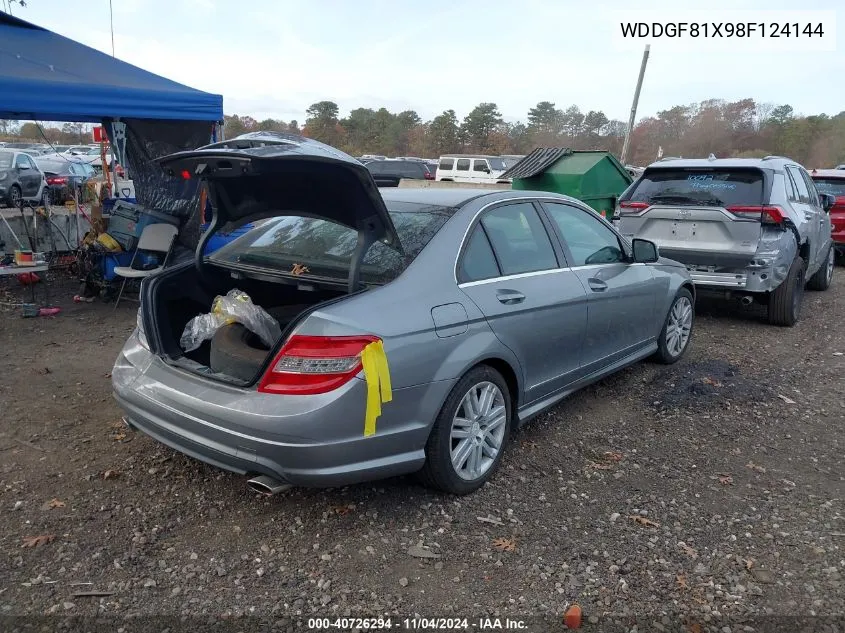 2008 Mercedes-Benz C 300 4Matic VIN: WDDGF81X98F124144 Lot: 40726294