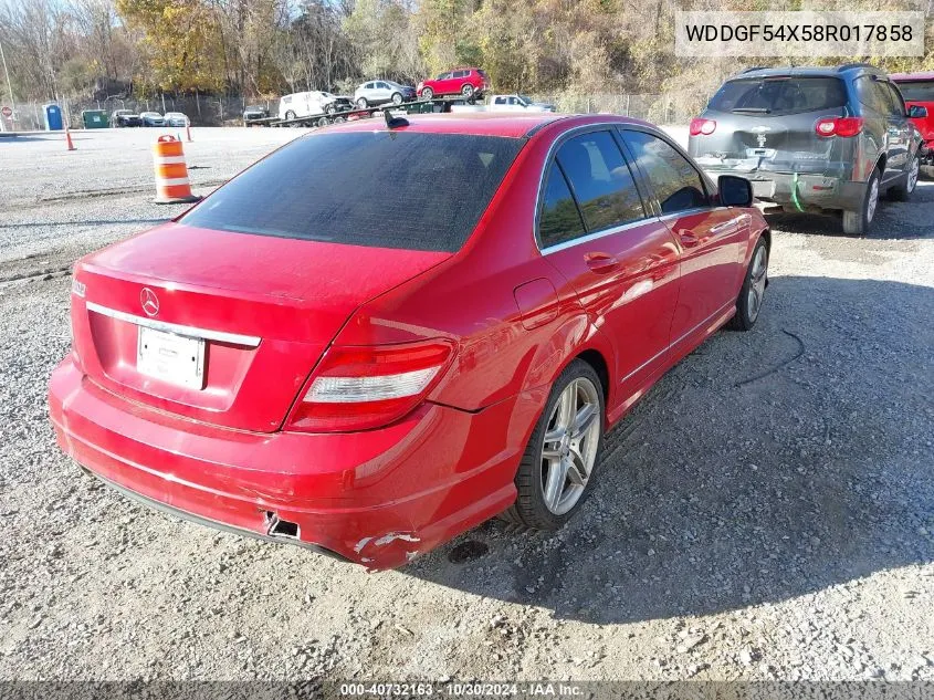 2008 Mercedes-Benz C 300 Luxury/Sport VIN: WDDGF54X58R017858 Lot: 40732163