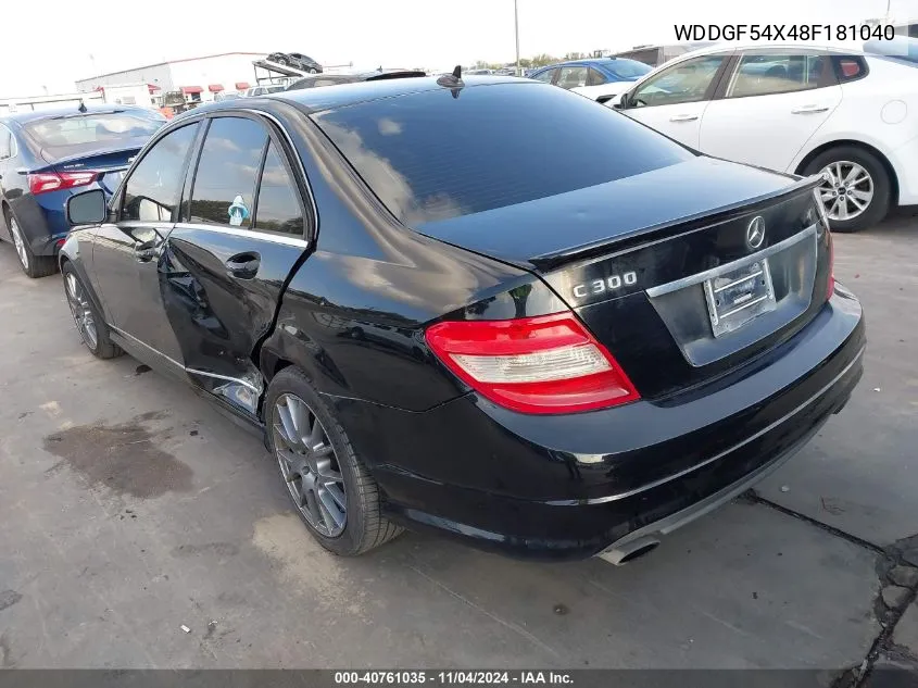 2008 Mercedes-Benz C 300 Luxury/Sport VIN: WDDGF54X48F181040 Lot: 40761035