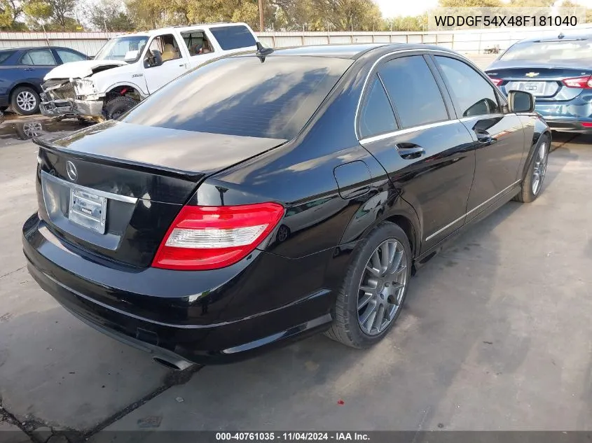 2008 Mercedes-Benz C 300 Luxury/Sport VIN: WDDGF54X48F181040 Lot: 40761035