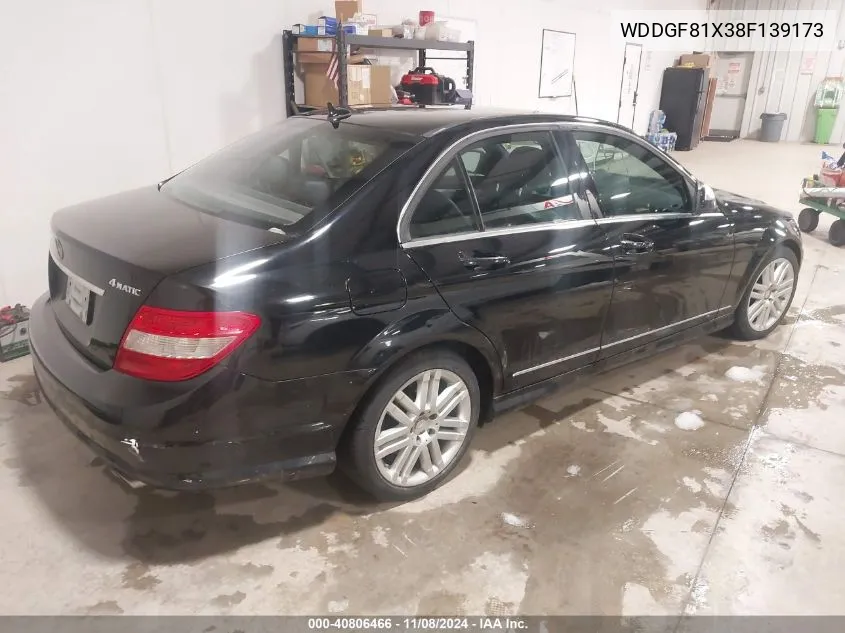 2008 Mercedes-Benz C 300 Luxury 4Matic/Sport 4Matic VIN: WDDGF81X38F139173 Lot: 40806466