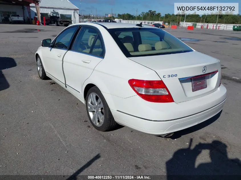 2008 Mercedes-Benz C 300 VIN: WDDGF54X48F132792 Lot: 40812253