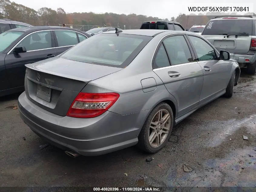 2008 Mercedes-Benz C 350 Sport VIN: WDDGF56X98F170841 Lot: 40820396