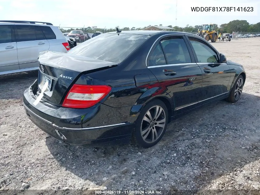 2008 Mercedes-Benz C 300 Luxury 4Matic/Sport 4Matic VIN: WDDGF81X78F141623 Lot: 40826119