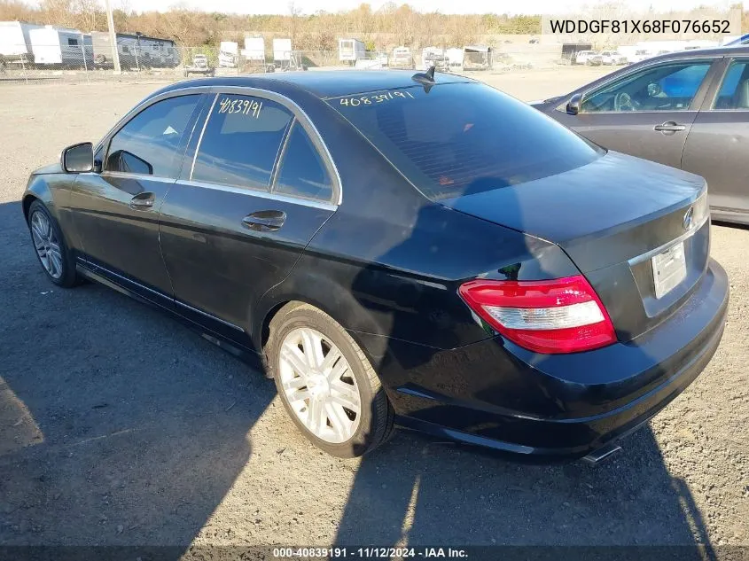 2008 Mercedes-Benz C 300 Luxury 4Matic/Sport 4Matic VIN: WDDGF81X68F076652 Lot: 40839191