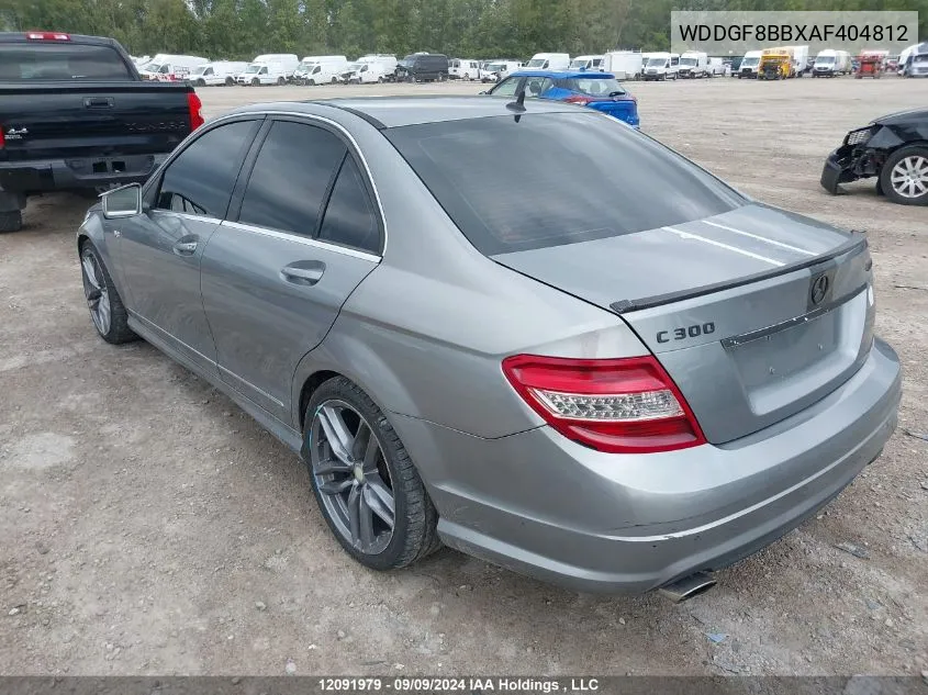 2010 Mercedes-Benz C-Class VIN: WDDGF8BBXAF404812 Lot: 12091979