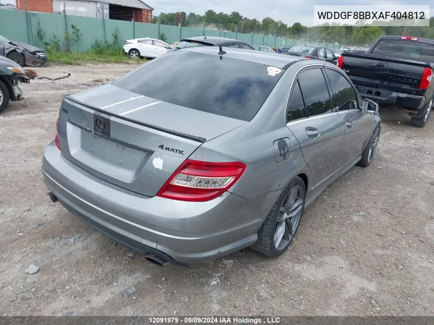 2010 Mercedes-Benz C-Class VIN: WDDGF8BBXAF404812 Lot: 12091979