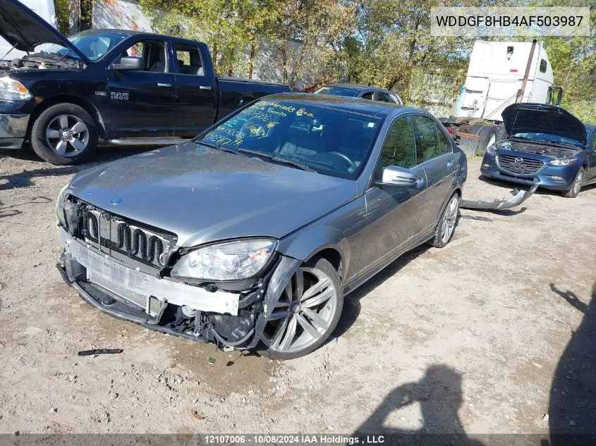 2010 Mercedes-Benz C-Class VIN: WDDGF8HB4AF503987 Lot: 12107006