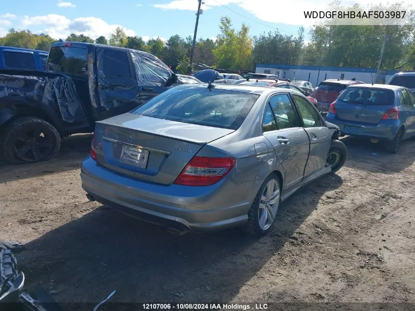 2010 Mercedes-Benz C-Class VIN: WDDGF8HB4AF503987 Lot: 12107006