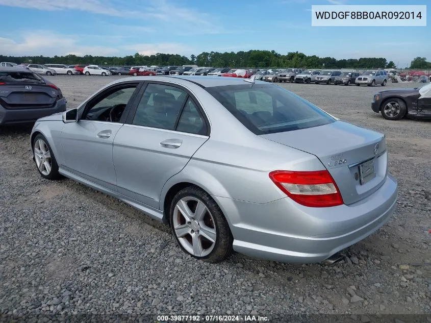 2010 Mercedes-Benz C 300 Luxury 4Matic/Sport 4Matic VIN: WDDGF8BB0AR092014 Lot: 39877192