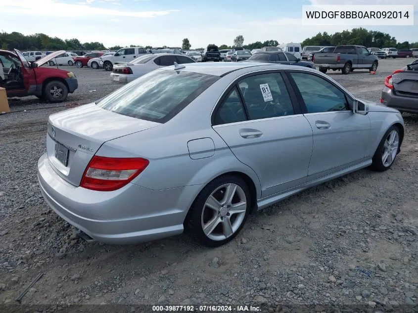 2010 Mercedes-Benz C 300 Luxury 4Matic/Sport 4Matic VIN: WDDGF8BB0AR092014 Lot: 39877192