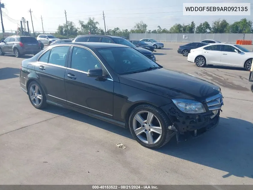 2010 Mercedes-Benz C 300 VIN: WDDGF5EB9AR092135 Lot: 40153522