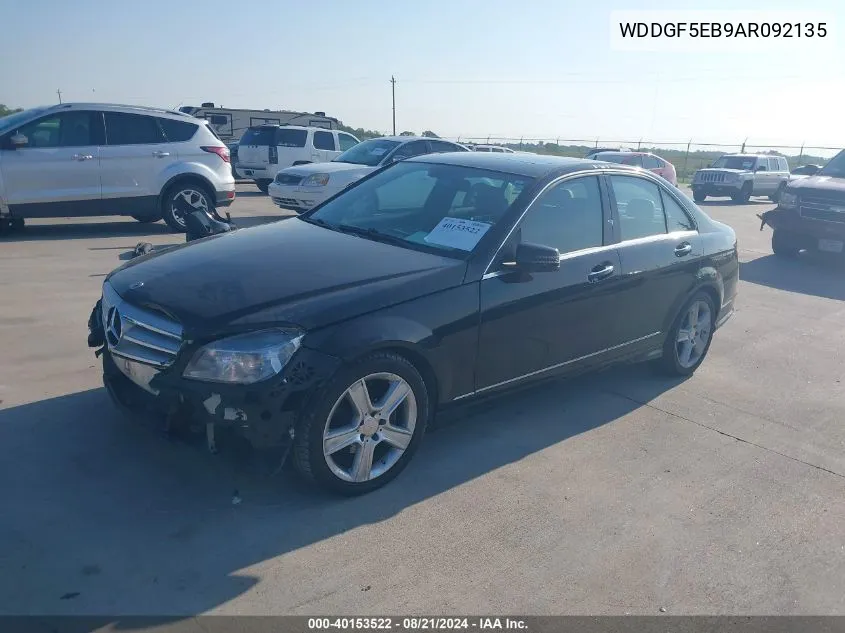 2010 Mercedes-Benz C 300 VIN: WDDGF5EB9AR092135 Lot: 40153522