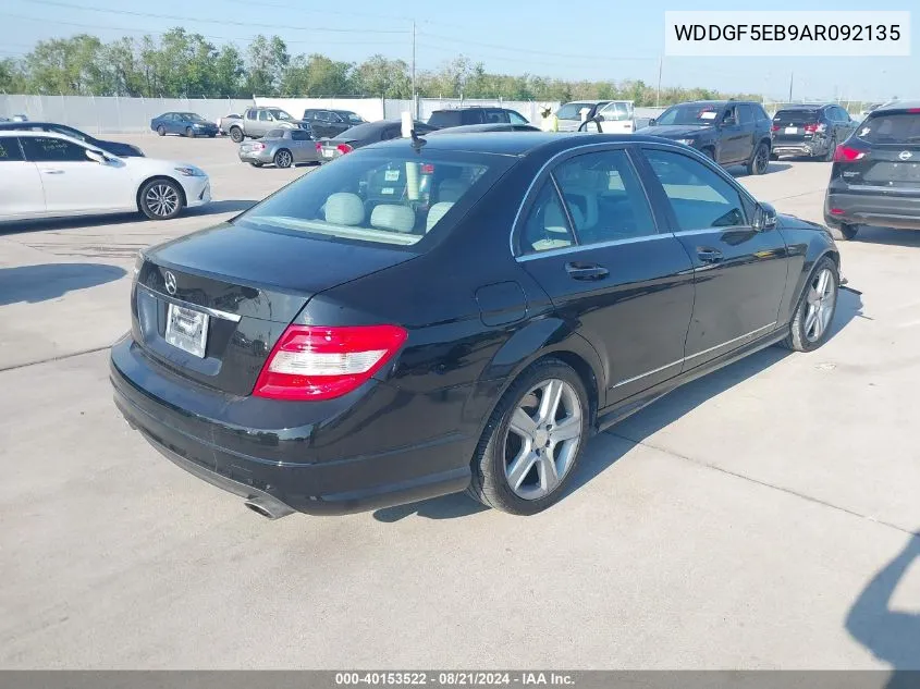 2010 Mercedes-Benz C 300 VIN: WDDGF5EB9AR092135 Lot: 40153522