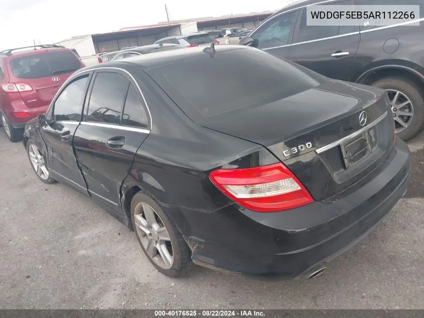 2010 Mercedes-Benz C 300 Luxury/Sport VIN: WDDGF5EB5AR112266 Lot: 40176525