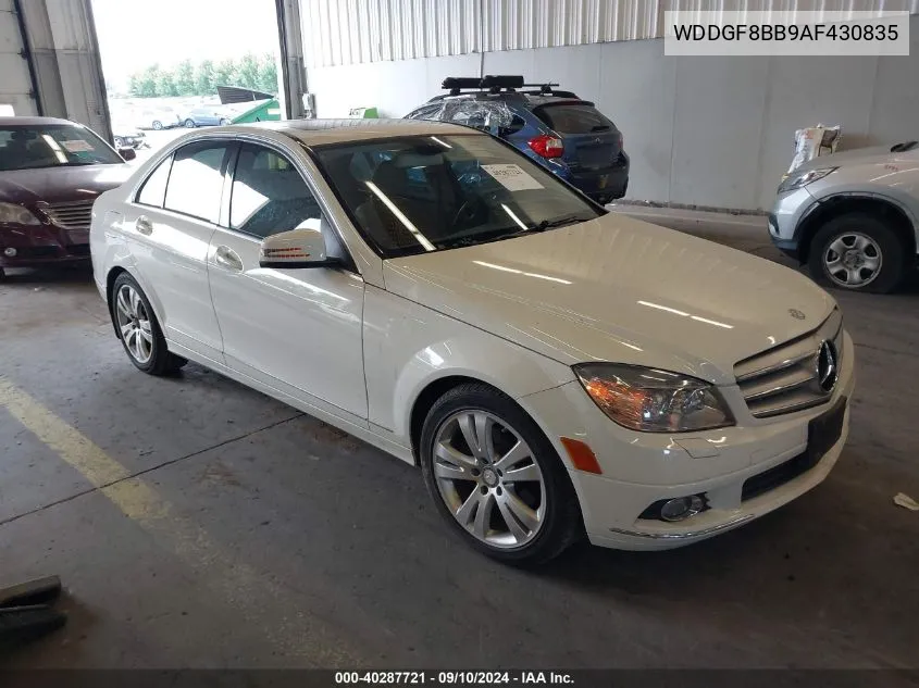 2010 Mercedes-Benz C 300 300 4Matic VIN: WDDGF8BB9AF430835 Lot: 40287721