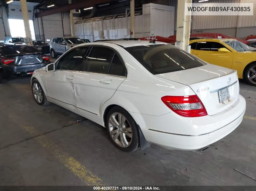 2010 Mercedes-Benz C 300 300 4Matic VIN: WDDGF8BB9AF430835 Lot: 40287721