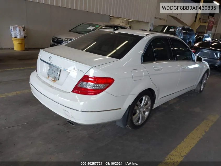 2010 Mercedes-Benz C 300 300 4Matic VIN: WDDGF8BB9AF430835 Lot: 40287721