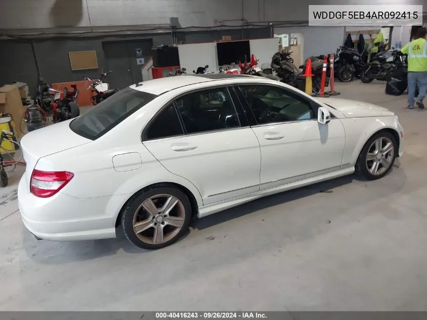 2010 Mercedes-Benz C 300 VIN: WDDGF5EB4AR092415 Lot: 40416243