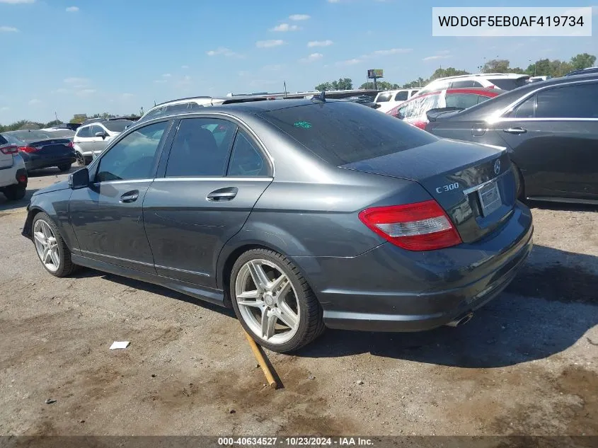 2010 Mercedes-Benz C 300 Luxury/Sport VIN: WDDGF5EB0AF419734 Lot: 40634527