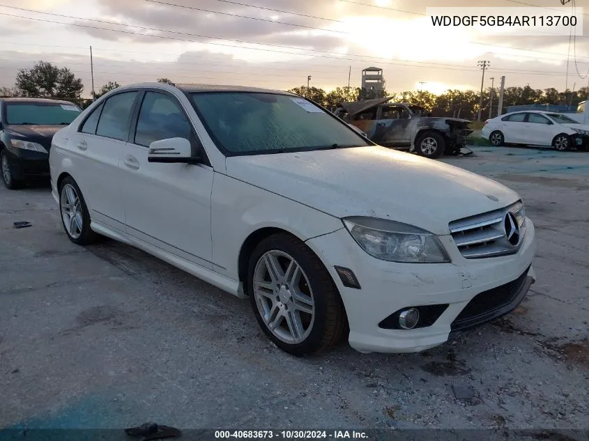 2010 Mercedes-Benz C 350 Sport VIN: WDDGF5GB4AR113700 Lot: 40683673