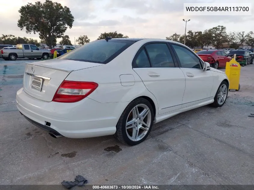 2010 Mercedes-Benz C 350 Sport VIN: WDDGF5GB4AR113700 Lot: 40683673