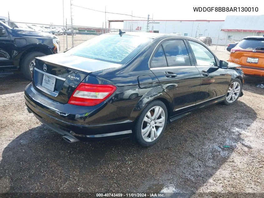 2010 Mercedes-Benz C 300 Luxury 4Matic/Sport 4Matic VIN: WDDGF8BB8AR130010 Lot: 40743459