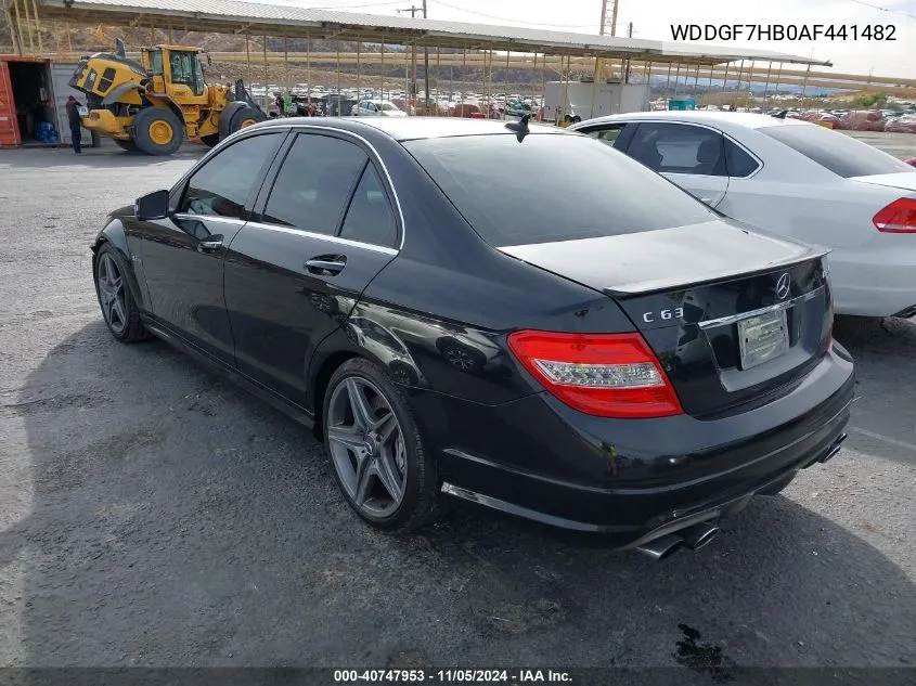 2010 Mercedes-Benz C 63 Amg VIN: WDDGF7HB0AF441482 Lot: 40747953