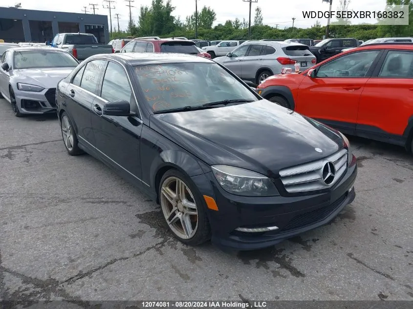 2011 Mercedes-Benz C-Class VIN: WDDGF5EBXBR168382 Lot: 12074081