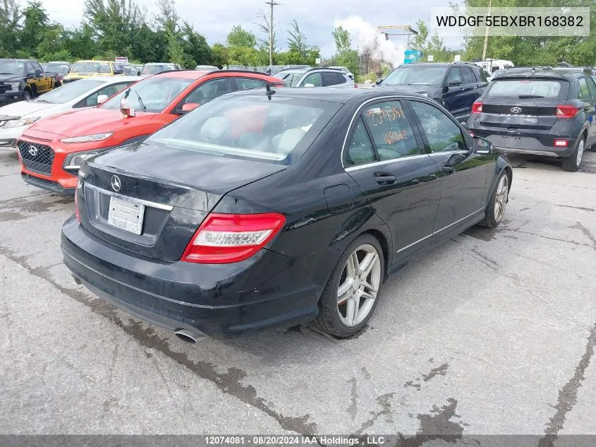 2011 Mercedes-Benz C-Class VIN: WDDGF5EBXBR168382 Lot: 12074081