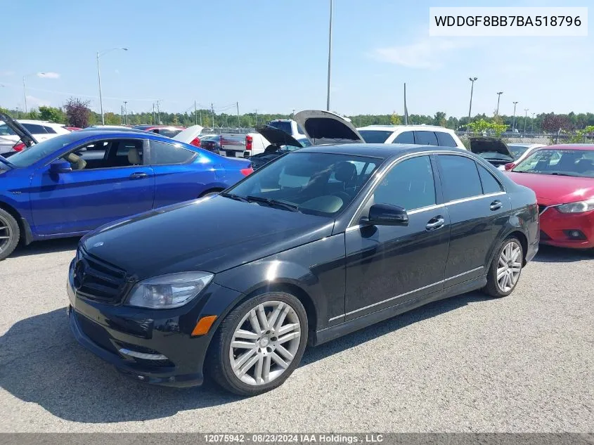 2011 Mercedes-Benz C-Class VIN: WDDGF8BB7BA518796 Lot: 12075942