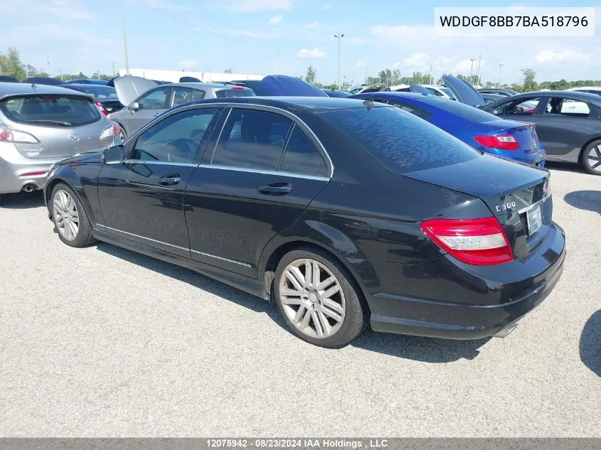 2011 Mercedes-Benz C-Class VIN: WDDGF8BB7BA518796 Lot: 12075942