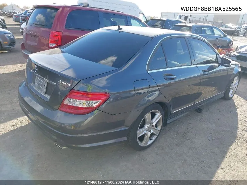 2011 Mercedes-Benz C-Class VIN: WDDGF8BB1BA525565 Lot: 12146612