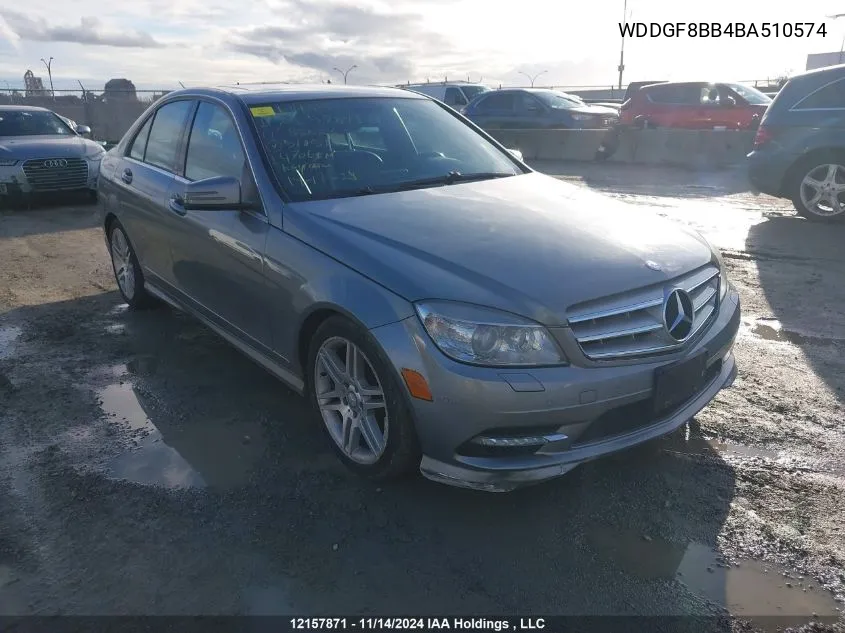 2011 Mercedes-Benz C 300 4Matic VIN: WDDGF8BB4BA510574 Lot: 12157871