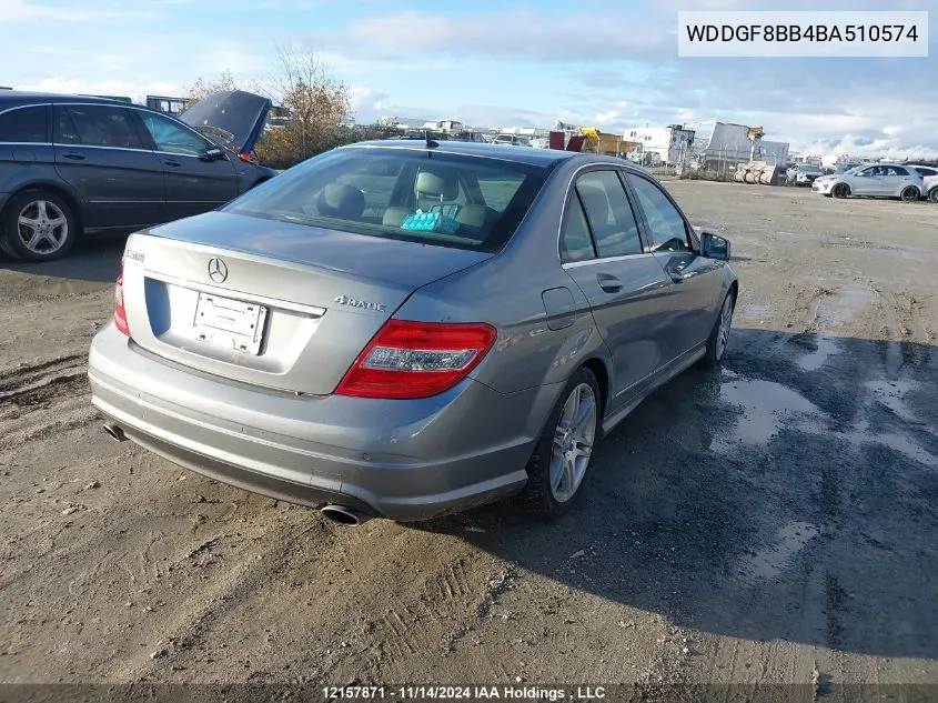 2011 Mercedes-Benz C 300 4Matic VIN: WDDGF8BB4BA510574 Lot: 12157871