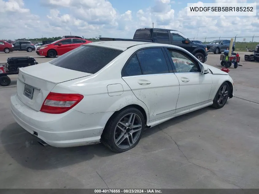 2011 Mercedes-Benz C 300 Luxury/Sport VIN: WDDGF5EB5BR185252 Lot: 40176855