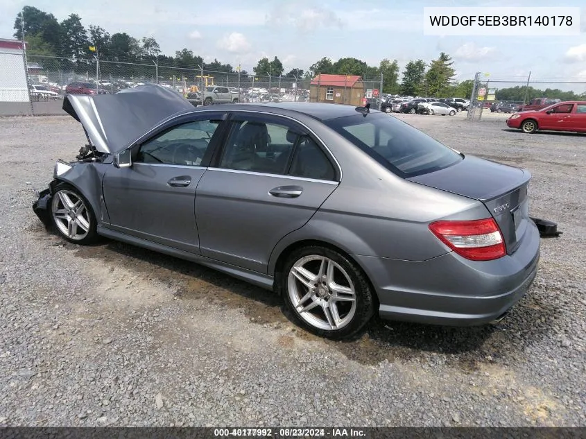 2011 Mercedes-Benz C 300 Luxury/Sport VIN: WDDGF5EB3BR140178 Lot: 40177992