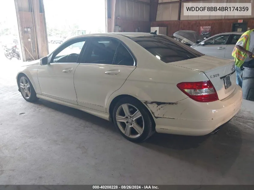 2011 Mercedes-Benz C 300 Luxury 4Matic/Sport 4Matic VIN: WDDGF8BB4BR174359 Lot: 40208228