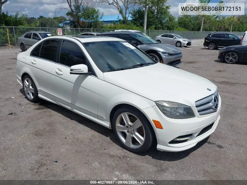 2011 Mercedes-Benz C 300 Luxury/Sport VIN: WDDGF5EB0BR172151 Lot: 40278687