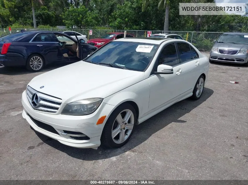 2011 Mercedes-Benz C 300 Luxury/Sport VIN: WDDGF5EB0BR172151 Lot: 40278687