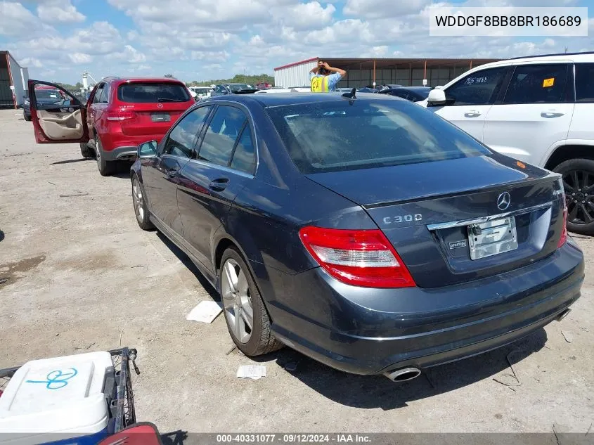 2011 Mercedes-Benz C 300 4Matic VIN: WDDGF8BB8BR186689 Lot: 40331077