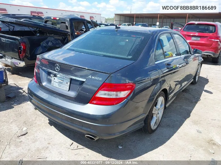 2011 Mercedes-Benz C 300 4Matic VIN: WDDGF8BB8BR186689 Lot: 40331077