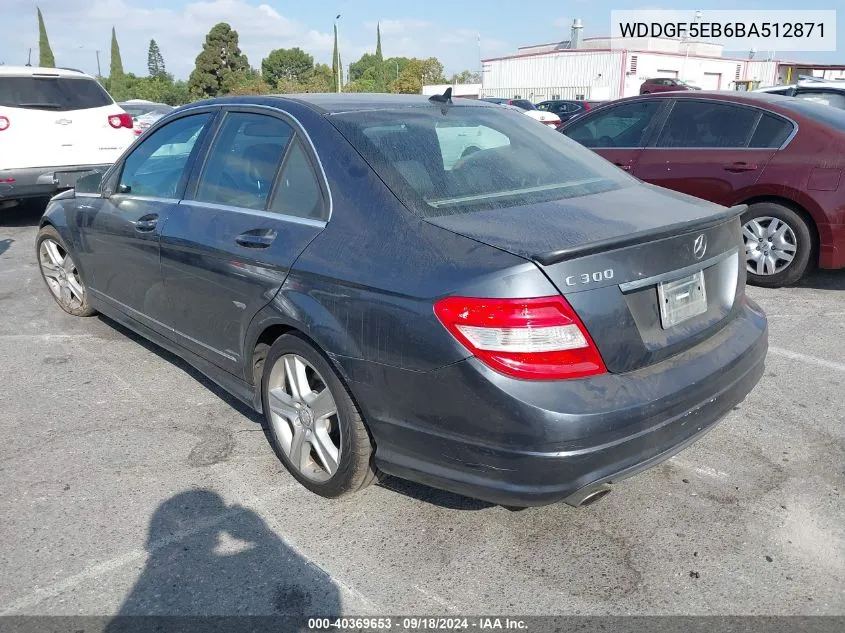 2011 Mercedes-Benz C 300 Luxury/Sport VIN: WDDGF5EB6BA512871 Lot: 40369653