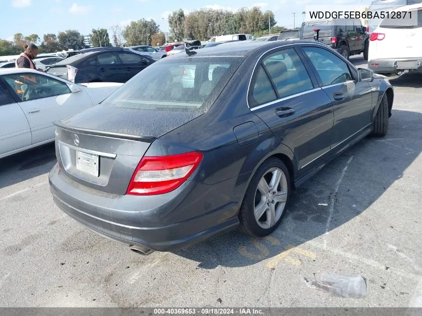 2011 Mercedes-Benz C 300 Luxury/Sport VIN: WDDGF5EB6BA512871 Lot: 40369653