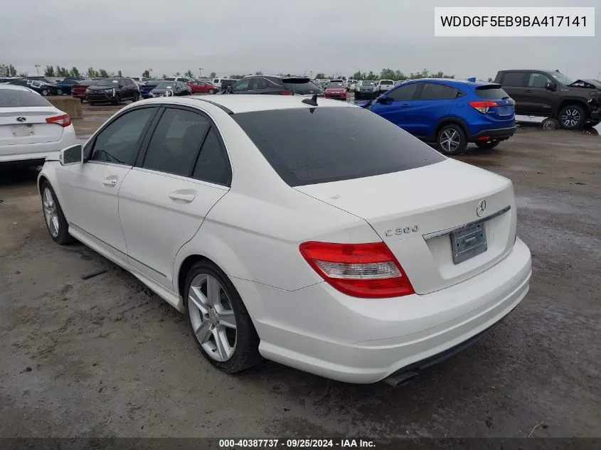 2011 Mercedes-Benz C 300 Luxury/Sport VIN: WDDGF5EB9BA417141 Lot: 40387737