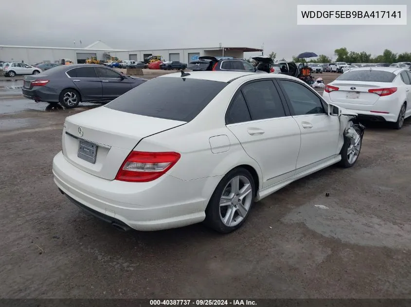 2011 Mercedes-Benz C 300 Luxury/Sport VIN: WDDGF5EB9BA417141 Lot: 40387737