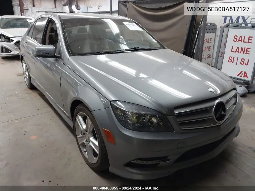 2011 Mercedes-Benz C 300 300 VIN: WDDGF5EB0BA517127 Lot: 40400955