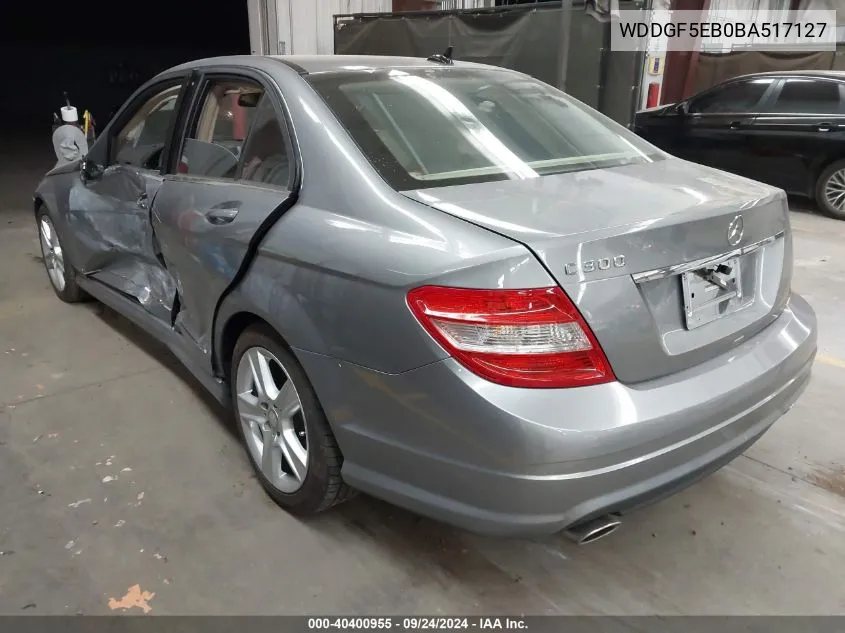 2011 Mercedes-Benz C 300 300 VIN: WDDGF5EB0BA517127 Lot: 40400955