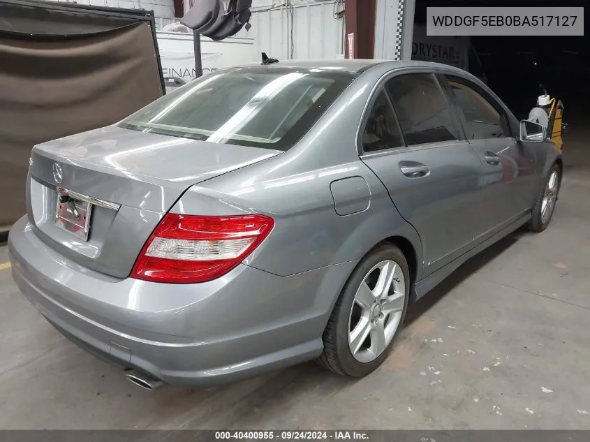 2011 Mercedes-Benz C 300 300 VIN: WDDGF5EB0BA517127 Lot: 40400955