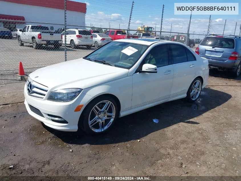 2011 Mercedes-Benz C 350 Sport VIN: WDDGF5GB8BF640111 Lot: 40415149